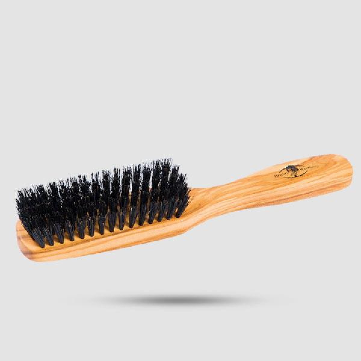 Wooden Oblong Hairbrush With 100% Strong Natural Bristle And Olive Wood