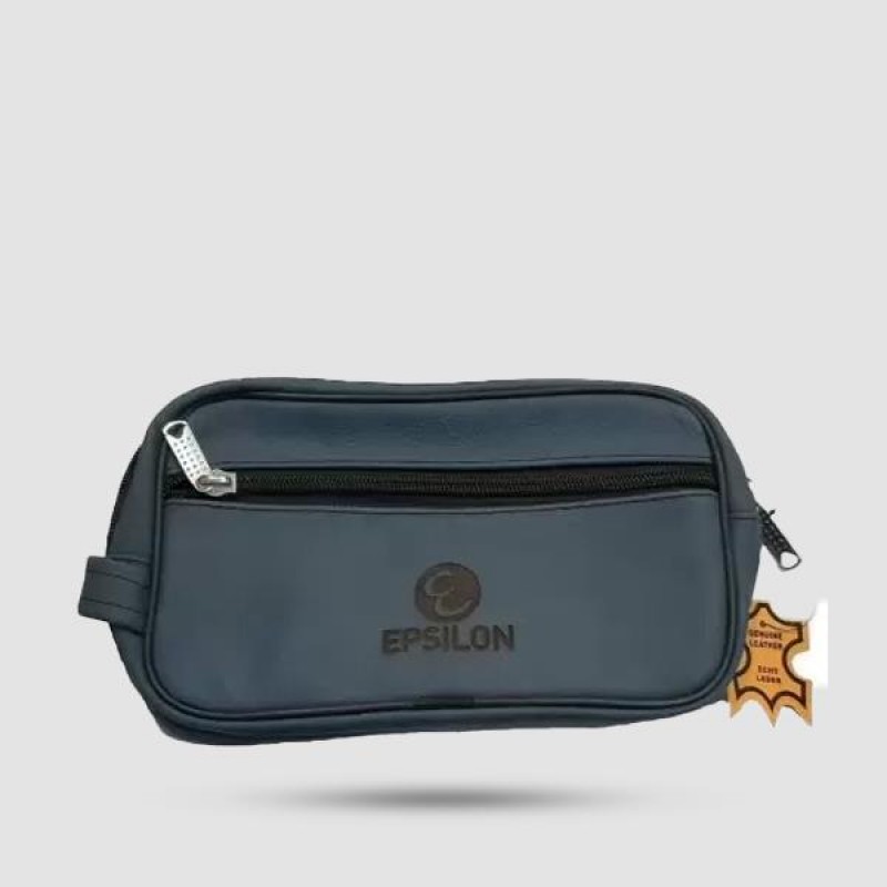 Epsilon Blue Leather Men's Wash Bag