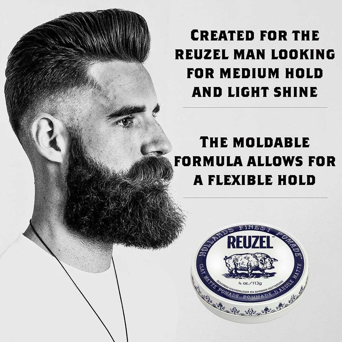 Clay Matte Pomade - Reuzel - Medium Hold | No Shine 113g / 4oz