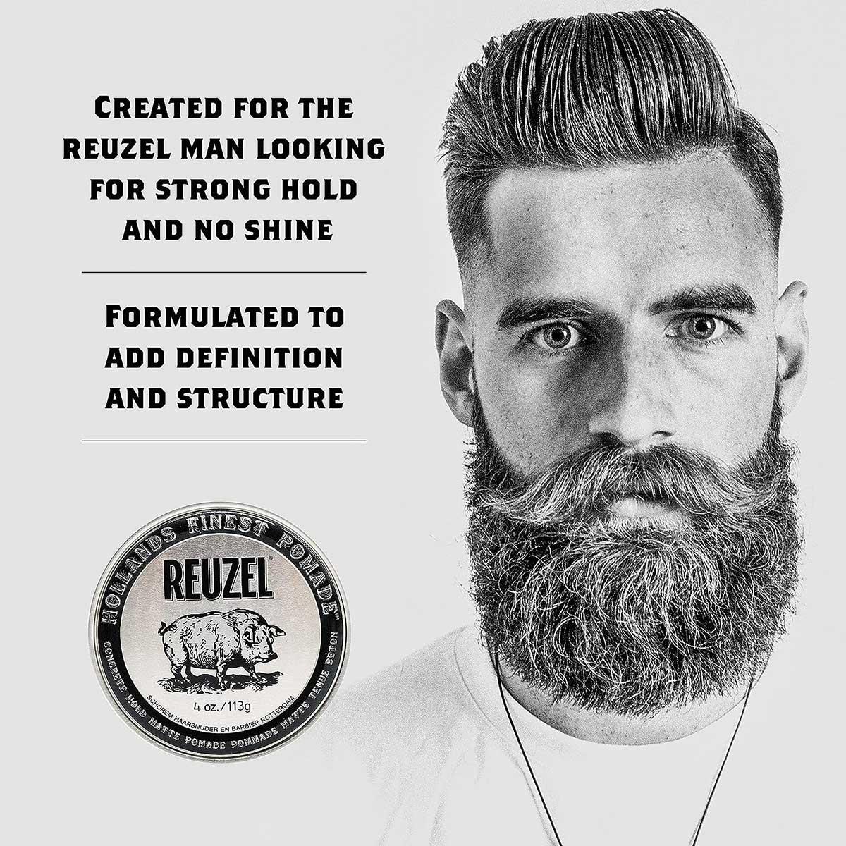 Concrete Hold Matte Pomade - Reuzel - Strong Hold | No Shine 113g/ 4oz