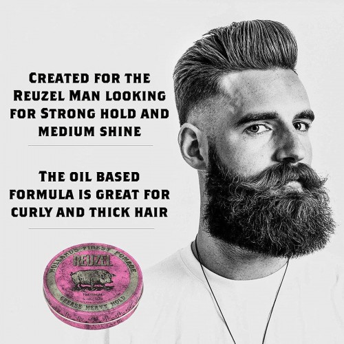 Pink Pomade Grease - Reuzel - Strong Hold | Medium Shine 113g / 4oz