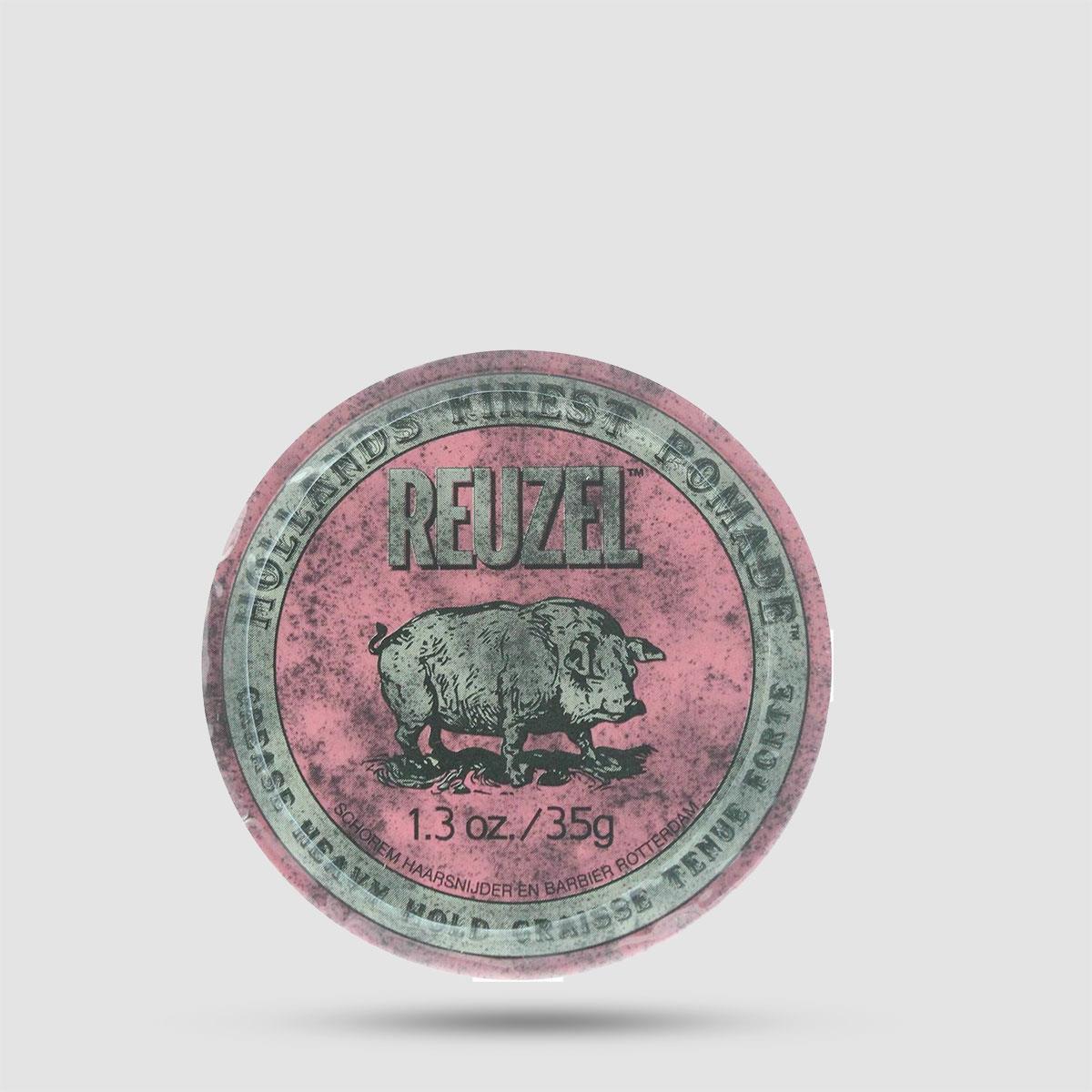 Pink Pomade Grease - Reuzel - Strong Hold | Medium Shine 35g / 1.3oz