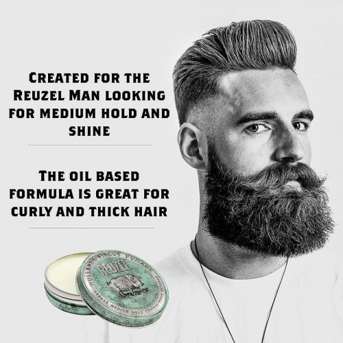 Green Pomade Grease - Reuzel - Medium Hold | Medium Shine 113g / 4oz