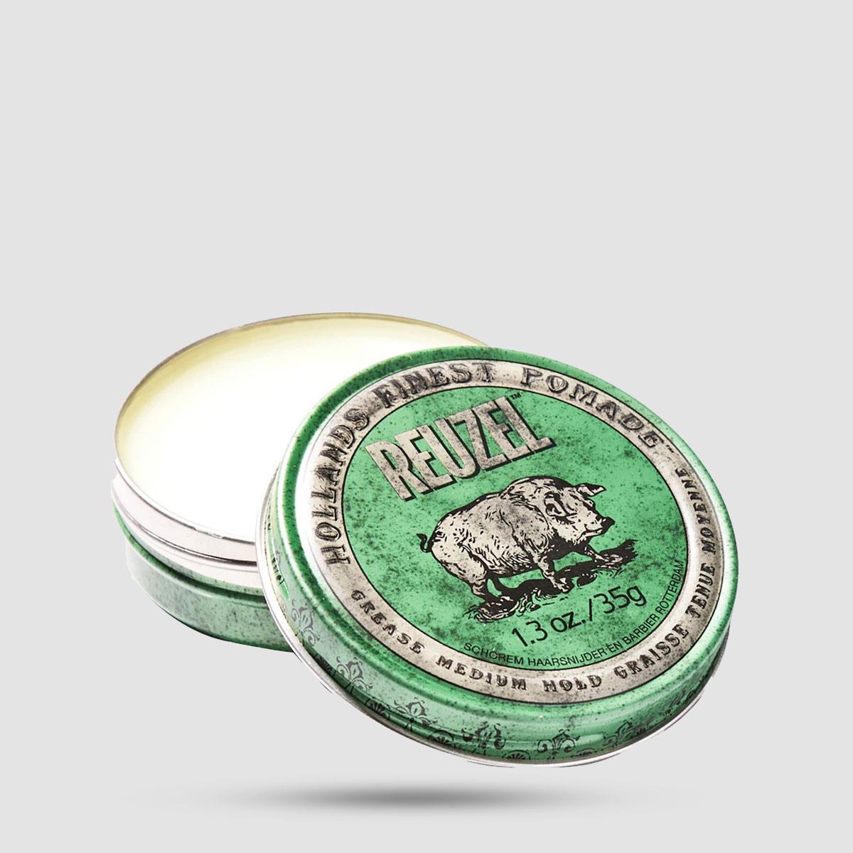 Green Pomade Grease - Reuzel - Medium Hold | Medium Shine 35g / 1.3oz