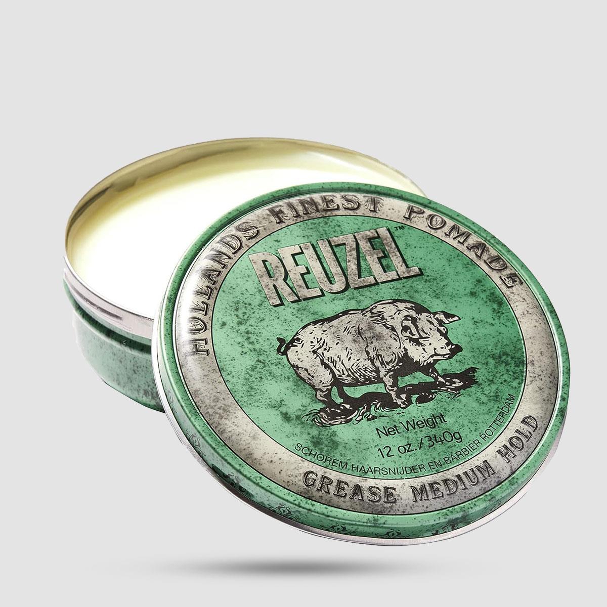 Green Pomade Grease - Reuzel - Medium Hold | Medium Shine 340g / 12oz