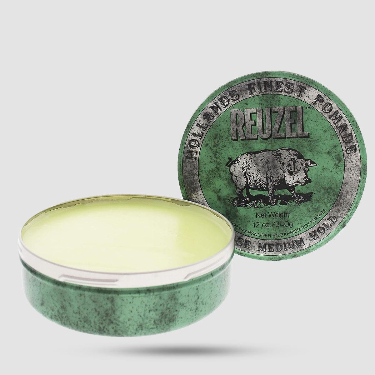 Green Pomade Grease - Reuzel - Medium Hold | Medium Shine 340g / 12oz