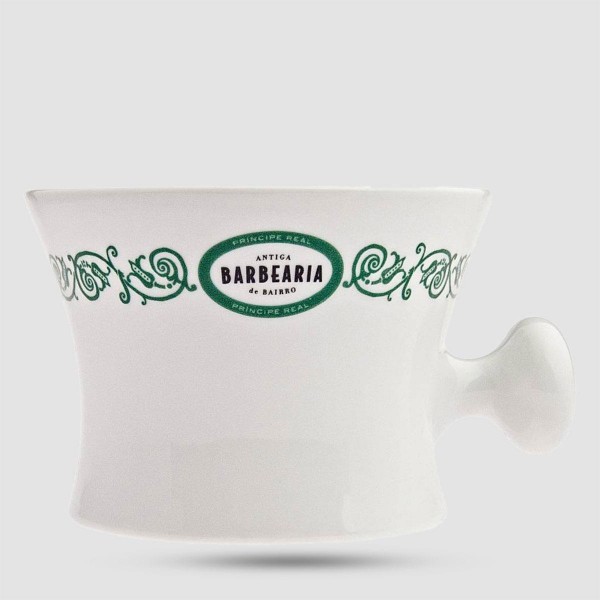 Shaving Bowl With Handle - Antiga Barbearia De Bairro - White Porcelain