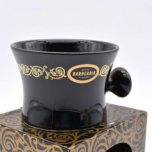 Shaving Bowl With Handle - Antiga Barbearia De Bairro - Black Porcelain