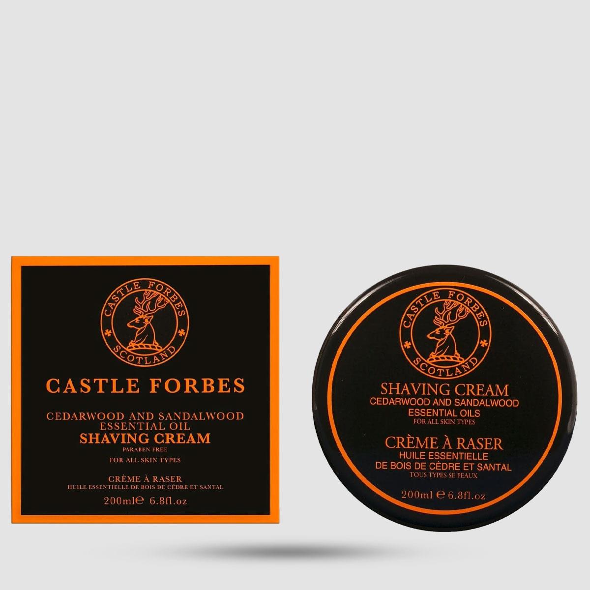 Shaving Cream - Castle Forbes - Cedarwood & Sandalwood Oils 200ml