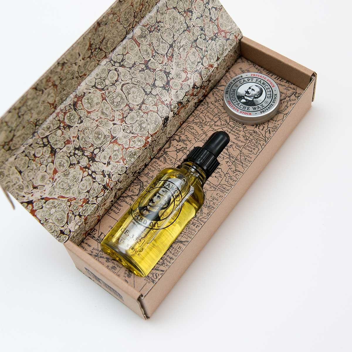 Gift Set - Captain Fawcett - Private Stock Beard Oil 50ml And Moustache Wax 15ml