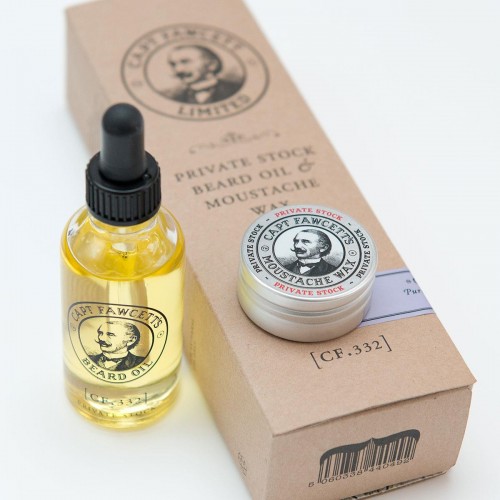 Gift Set - Captain Fawcett - Private Stock Beard Oil 50ml And Moustache Wax 15ml