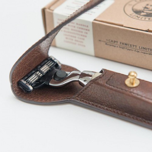 Razor Mach III & Case - Captain Fawcett - Handcrafted, Leather