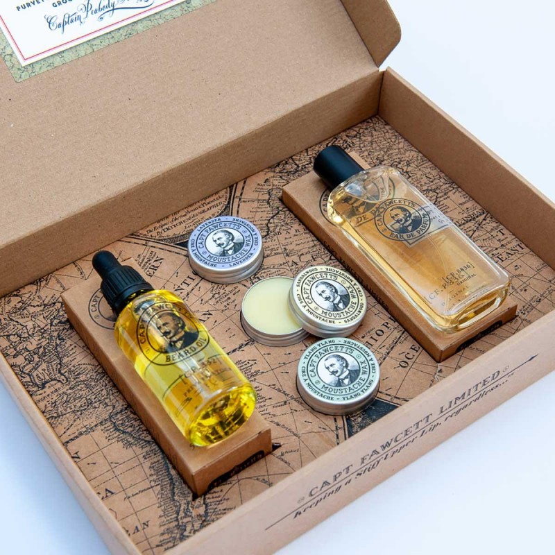 Eau De Parfum, Moustache Wax & Beard Oil Gift Set - Captain Fawcett -