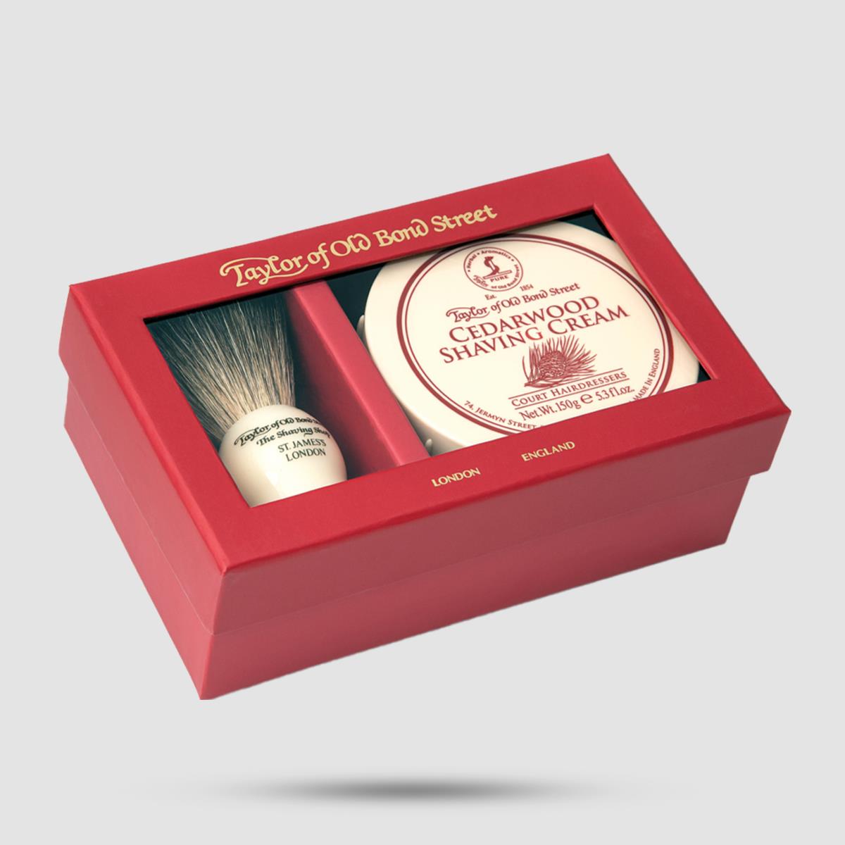 Gift Box - Taylor Of Old Bond Street - Shaving Brush Pure Badger & Shaving Cream Cedarwood