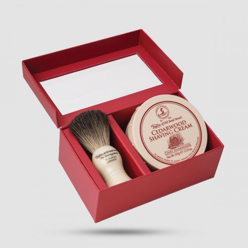 Gift Box - Taylor Of Old Bond Street - Shaving Brush Pure Badger & Shaving Cream Cedarwood