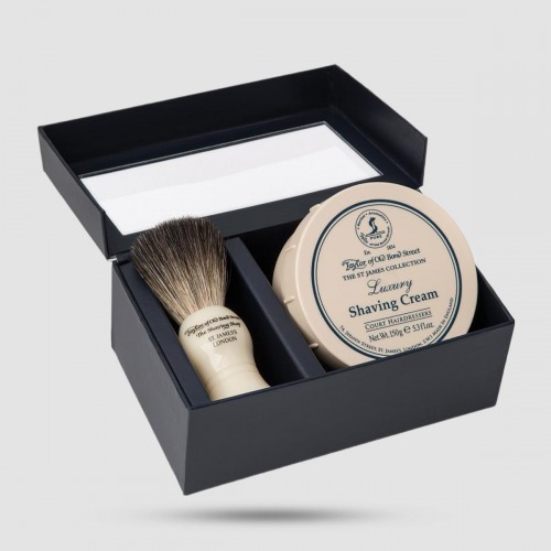 Gift Box - Taylor Of Old Bond Street - Shaving Brush Pure Badger & Shaving Cream St James