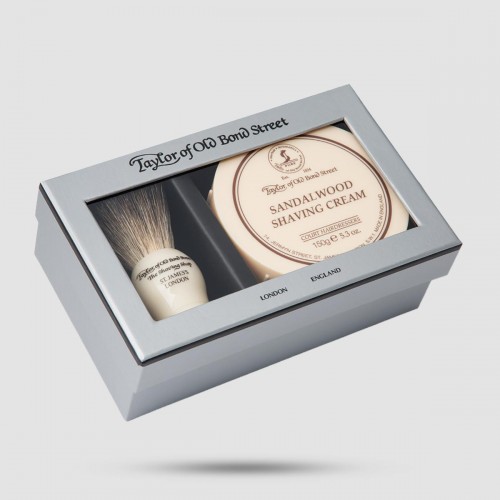 Gift Box - Taylor Of Old Bond Street - Shaving Brush Pure Badger & Shaving Cream Sandalwood