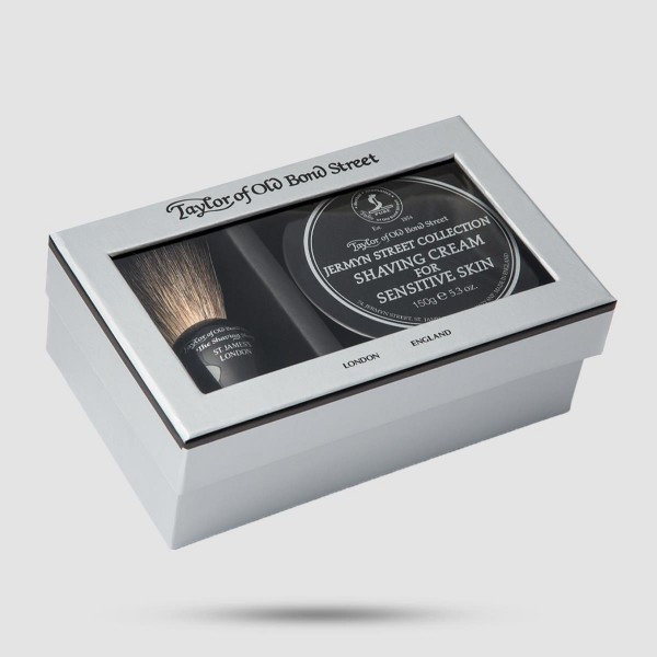 Gift Box - Taylor Of Old Bond Street - Shaving Brush Pure Badger & Shaving Cream Jermyn Street