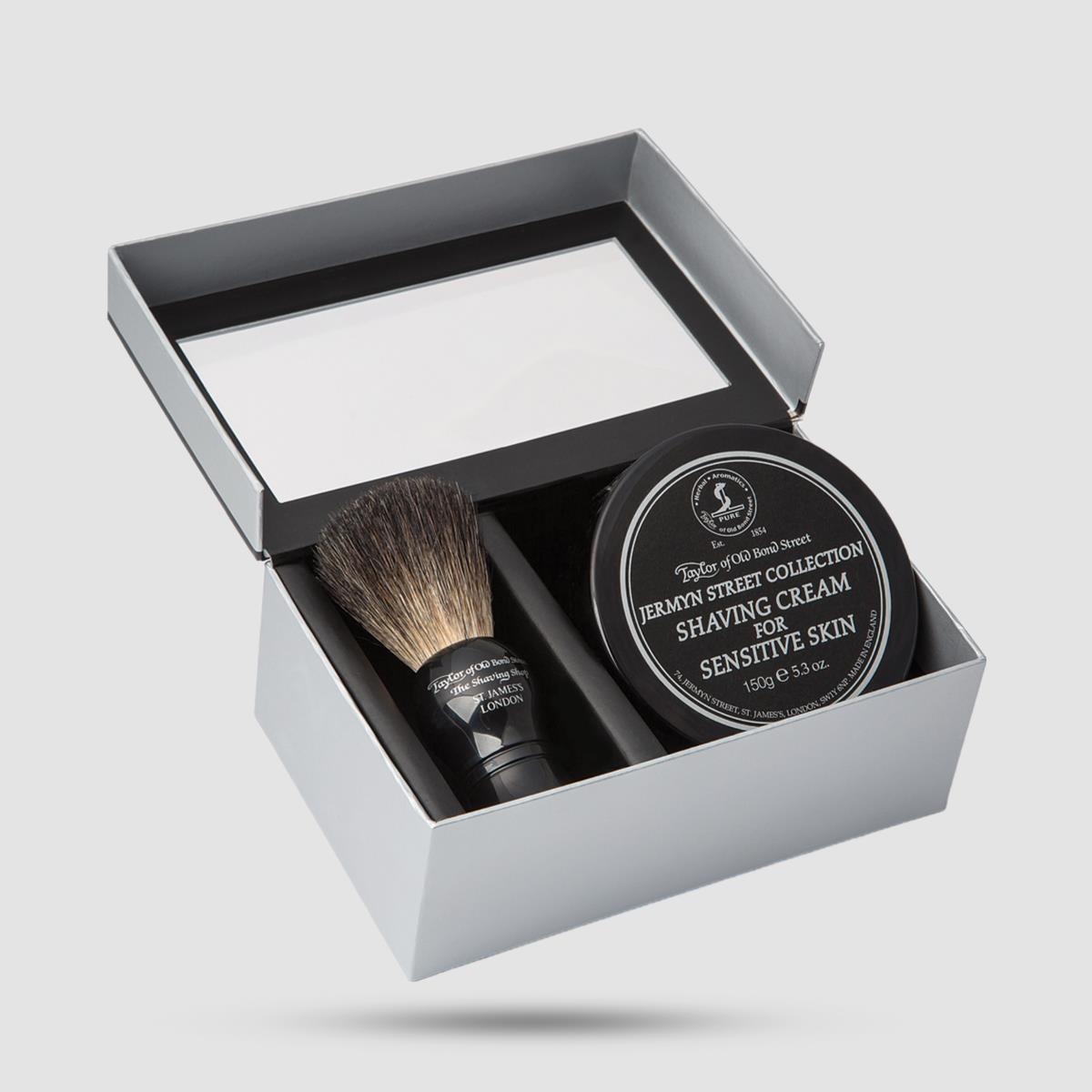 Gift Box - Taylor Of Old Bond Street - Shaving Brush Pure Badger & Shaving Cream Jermyn Street