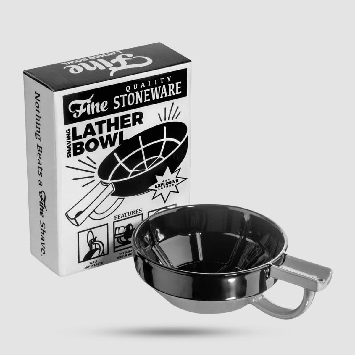 Porcelain Shaving Lather Bowl - Fine - Black / Grey