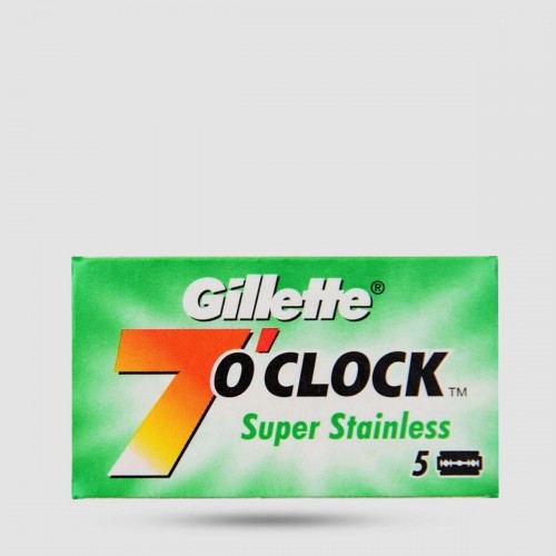 Ανταλλακτικές Λεπίδες Ξυρίσματος - Gillette 7 O'clock - Super Stainless 1 X 5