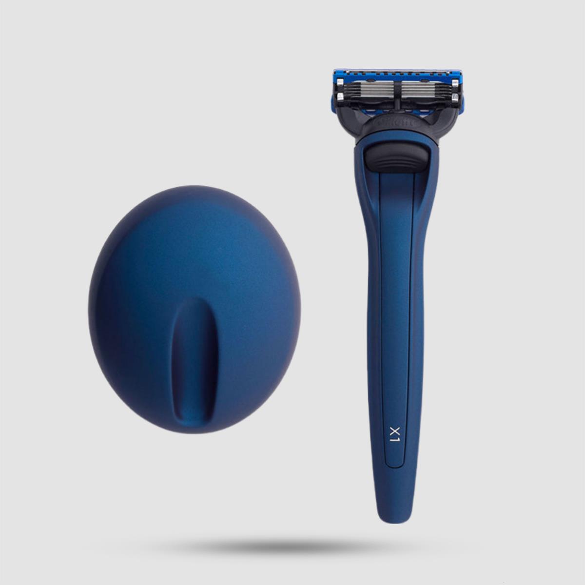 Ξυράφι 5 Λεπίδων Με Βάση - Bolin Webb - X1 Razor & Stand - Matte Blue