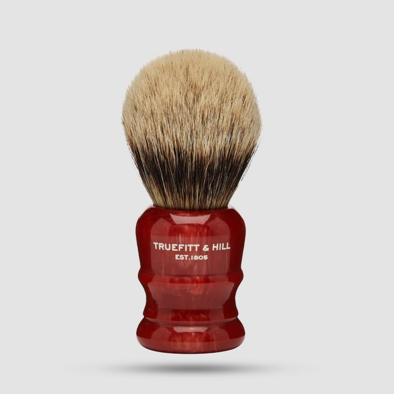 Shaving Brush - Truefitt And Hill Wellington - Silvertip Badger, Red Marble