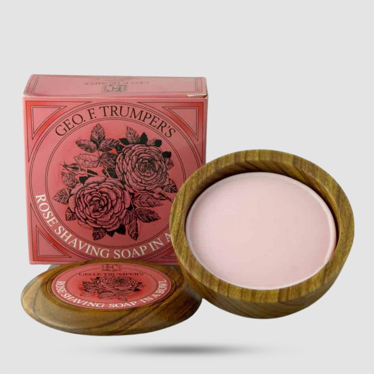 Shaving Soap In Wooden Bowl - Geo F. Trumper - Rose 80g