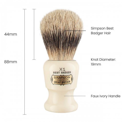 Shaving Brush -  Simpson - Best Badger Commodore (X1b)