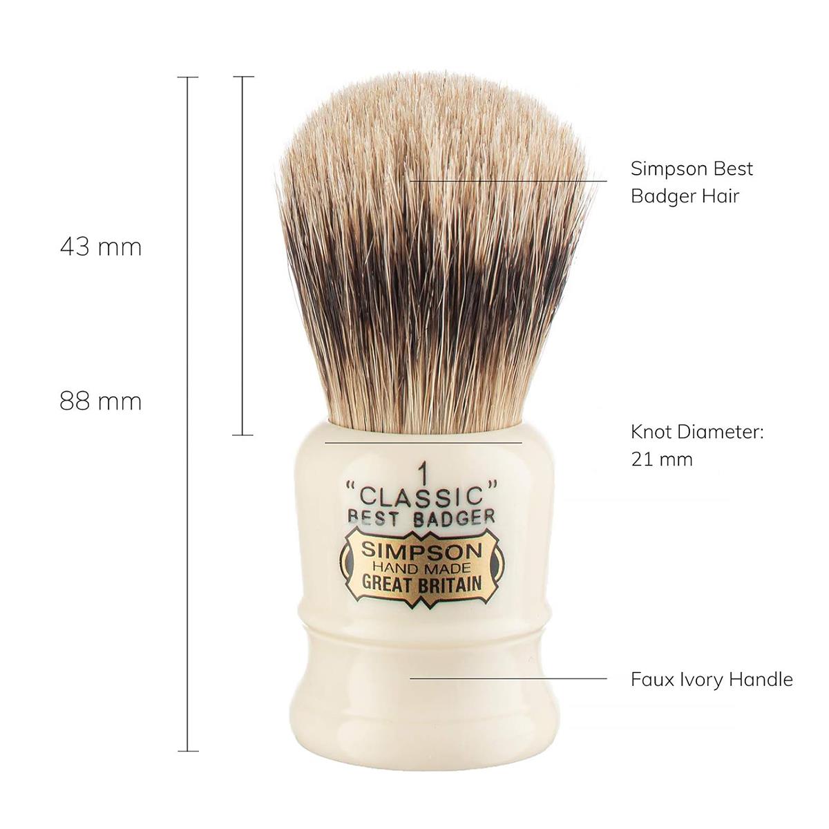 Shaving Brush - Simpson - Best Badger, Classic (Cl1b)