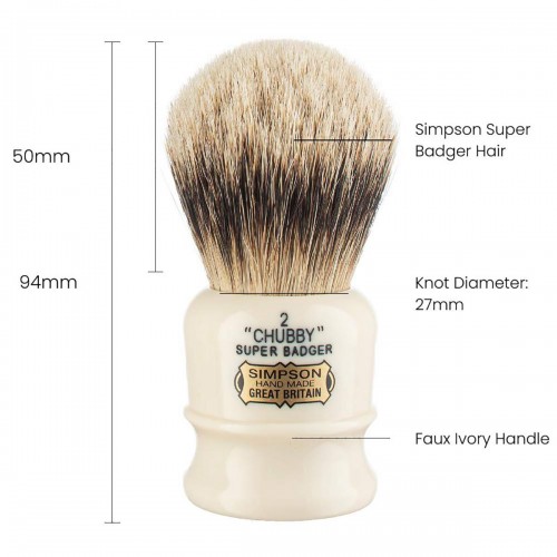 Shaving Brush - Simpson - Super Badger, Chubby 2 (Ch2)