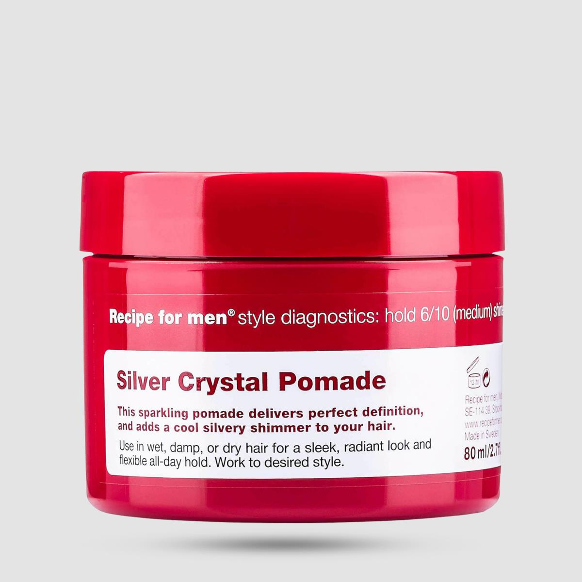 Πομάδα Για Μαλλιά - Recipe For Men - Silver Crystal Pomade 80ml