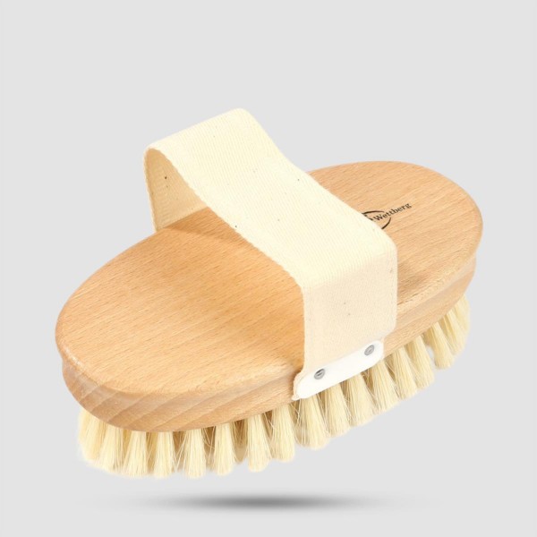 Wooden Massage And Shower Brush With 100% Natural Tampico / Horse Hair Cotton Strap