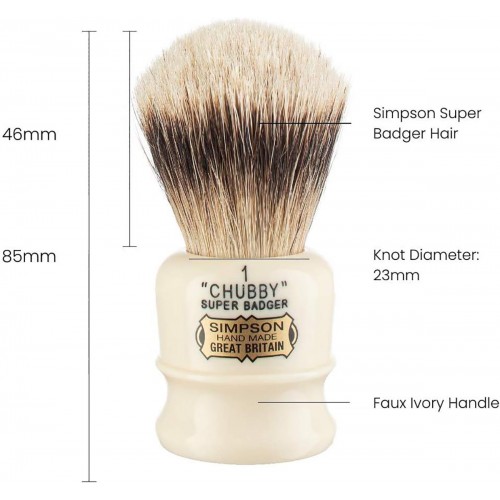 Shaving Brush - Simpson - Super Badger, Chubby 1 (Ch1)