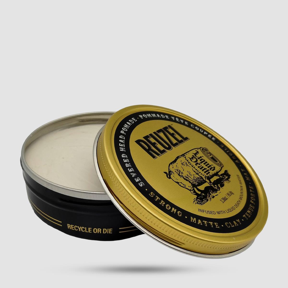 Clay Matte Pomade - Reuzel x Liquid Death - Strong Hold | No Shine 95.8g