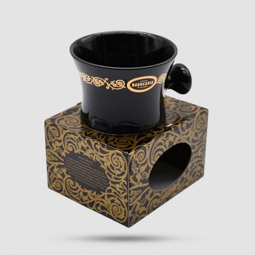 Μπολ Ξυρίσματος Με Λαβή Antiga Barbearia De Bairro - Μαύρη Πορσελάνη - Χειροποίητο