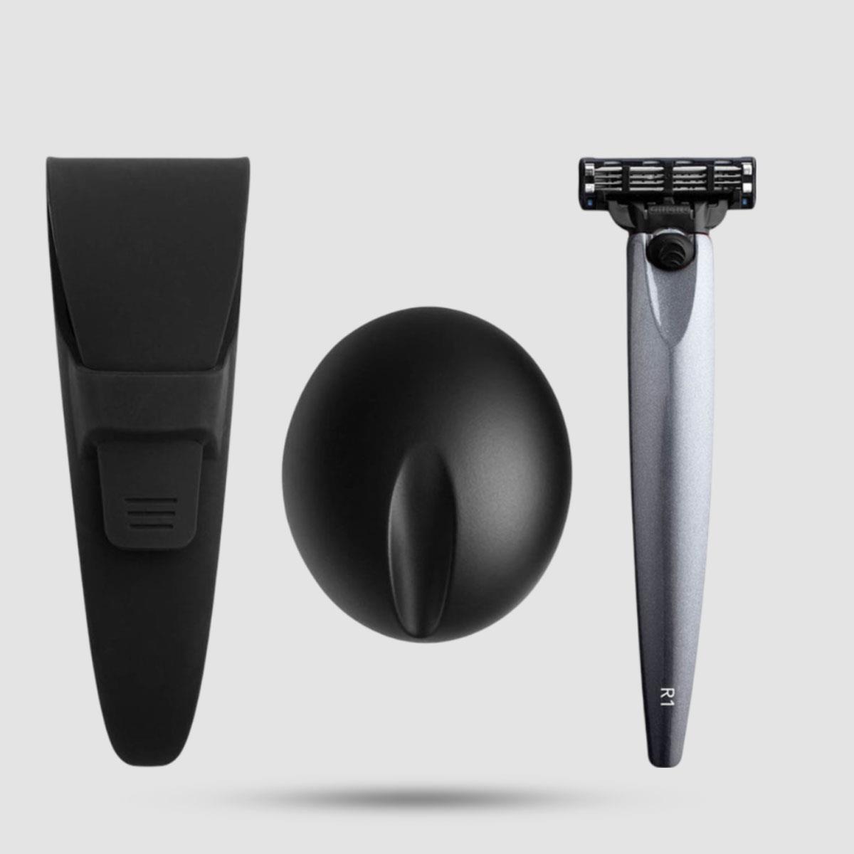 3-Blade Razor Bolin Webb R1 Razor Stand Graphite - Shaving Tools - Premium British craftsmanship