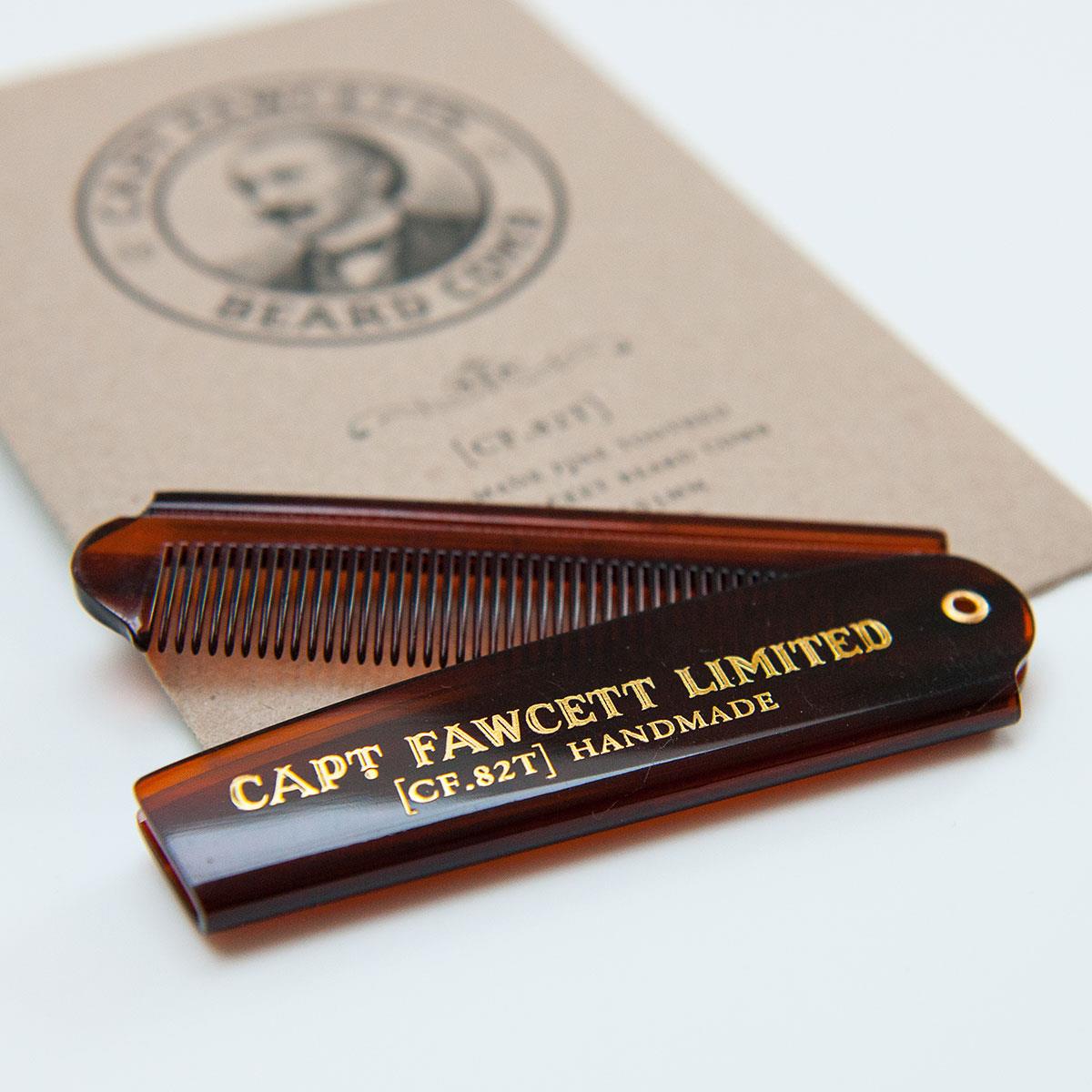 Captain Fawcett Folding Pocket Beard Comb handmade folding comb