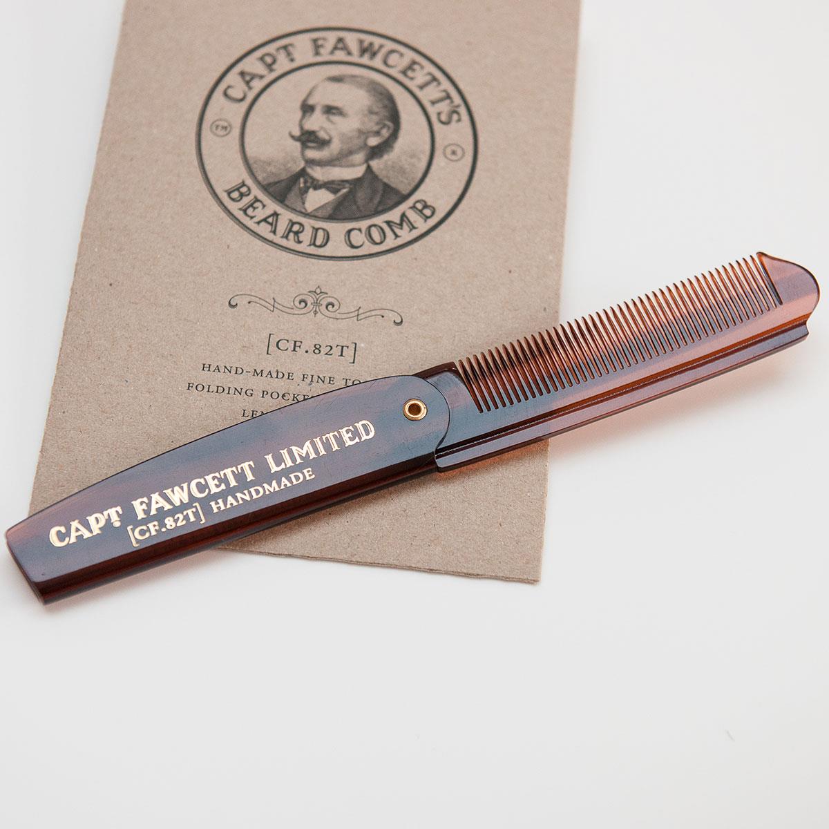 Captain Fawcett folding beard comb - Grooming - Handmade from cellulose acetate