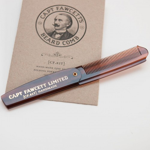 Captain Fawcett folding beard comb - Grooming - Handmade from cellulose acetate