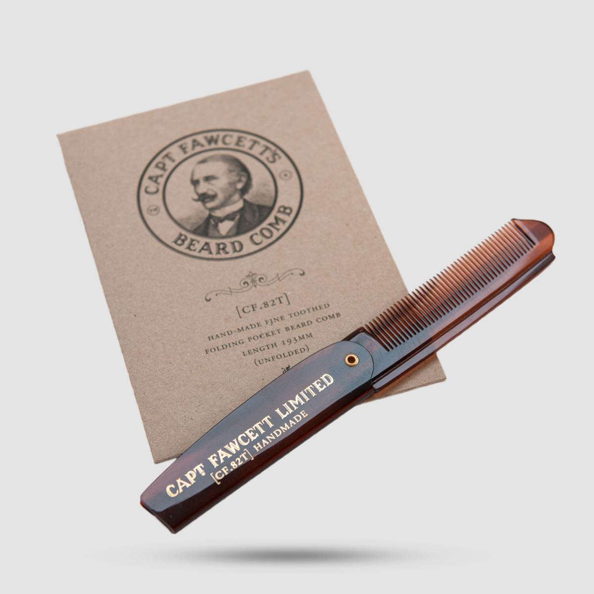 Captain Fawcett folding beard comb - Grooming - Handmade from cellulose acetate