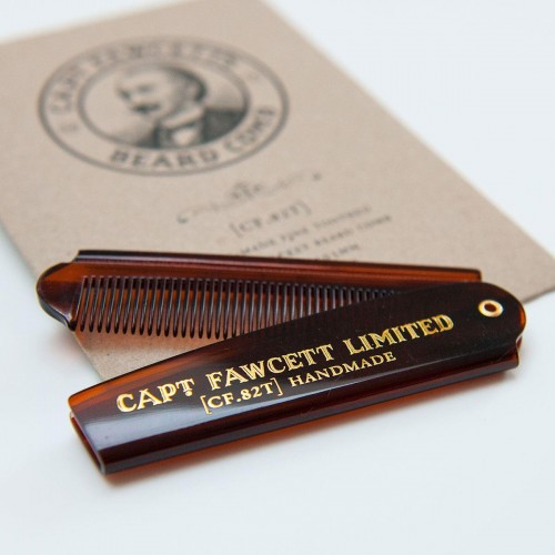 Captain Fawcett folding beard comb - Grooming - Handmade from cellulose acetate