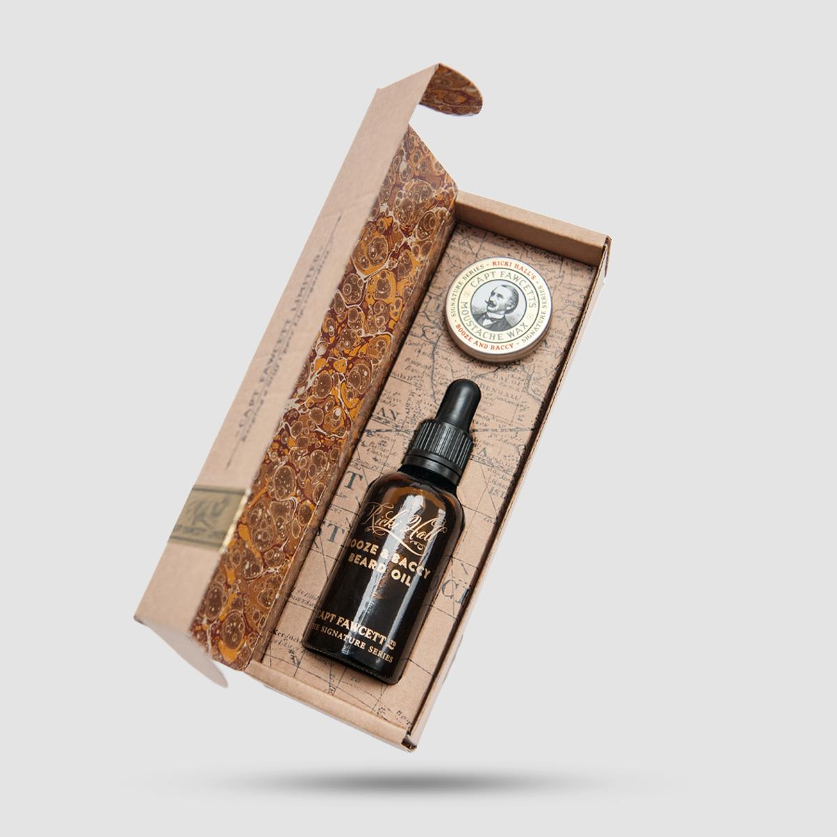 Captain Fawcett Ricki Hall σετ δώρου - Λάδι γενιών και κερί μουστακιού - Styling με φυσικά έλαια