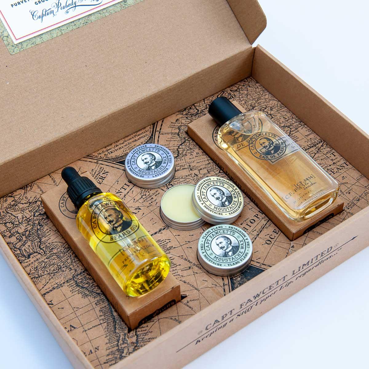 Captain Fawcett Gift Set - Eau de Parfum Λάδι Γενειάδας Κερί Μουστακιού - Premium ανδρική περιποίηση