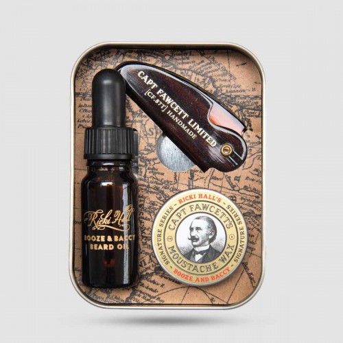 Survival Kit Captain Fawcett Ricki Hall - Grooming Set - Λάδι γενειάδας και κερί μουστακιού