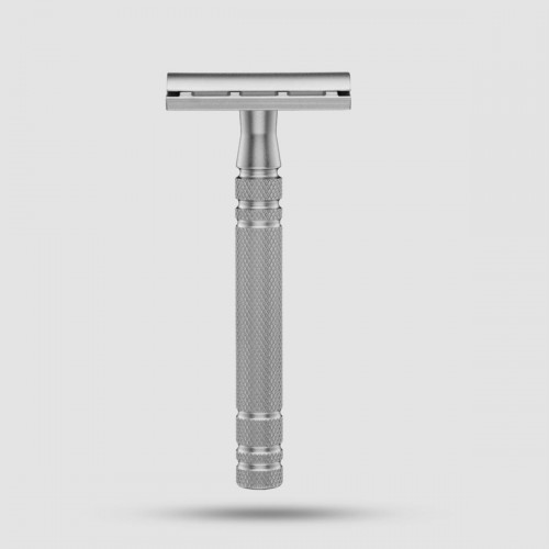 Feather AS-D2S Double Edge Safety Razor - Stainless steel safety razor with stand