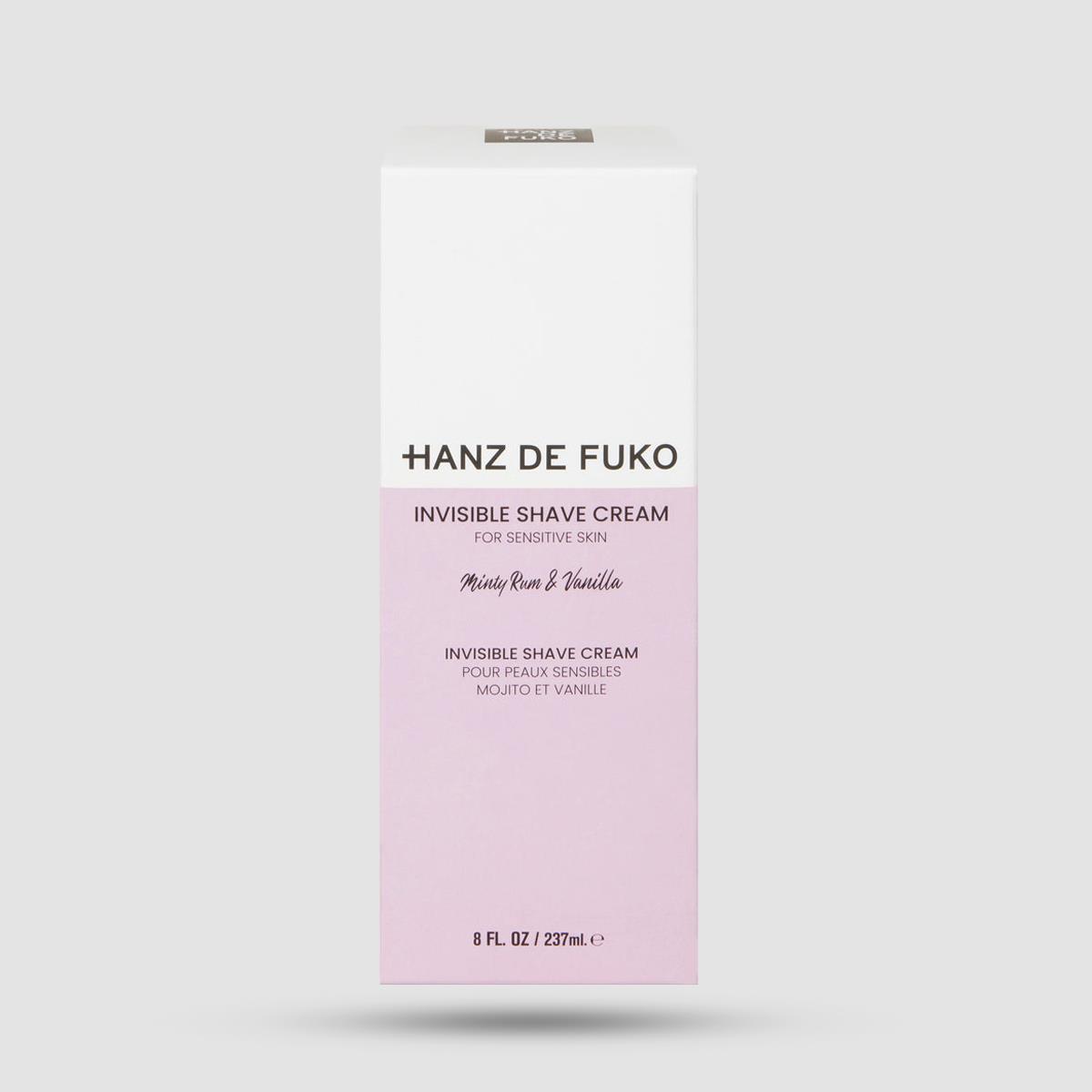 Κρέμα Ξυρίσματος Invisible Hanz De Fuko - Skincare - Υποαλλεργική φόρμουλα 237ml