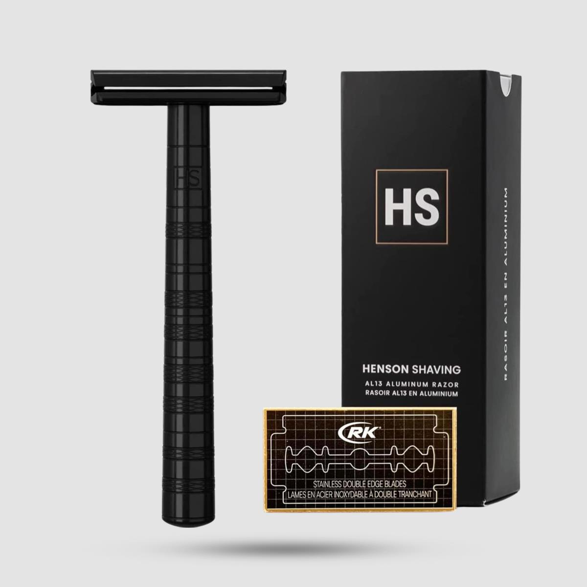 Henson Shaving AL13 Mild Jet Black - Safety Razor - Aerospace-grade aluminum