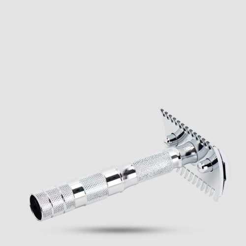 Merkur 985CL Open Comb ταξιδιωτική ξυριστική μηχανή - Grooming - Αποσυναρμολογούμενη με δερμάτινη θήκη