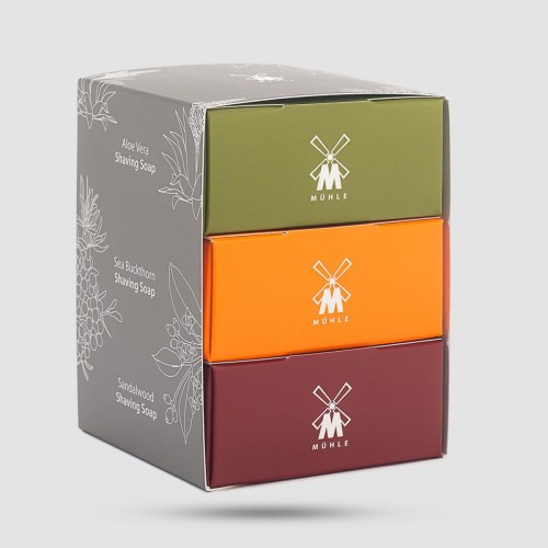 Σετ Δώρου MÜHLE 3 Σαπούνια Ξυρίσματος - Αλόη Βέρα Σανδαλόξυλο Ιπποφαές - Πολυτελής περιποίηση